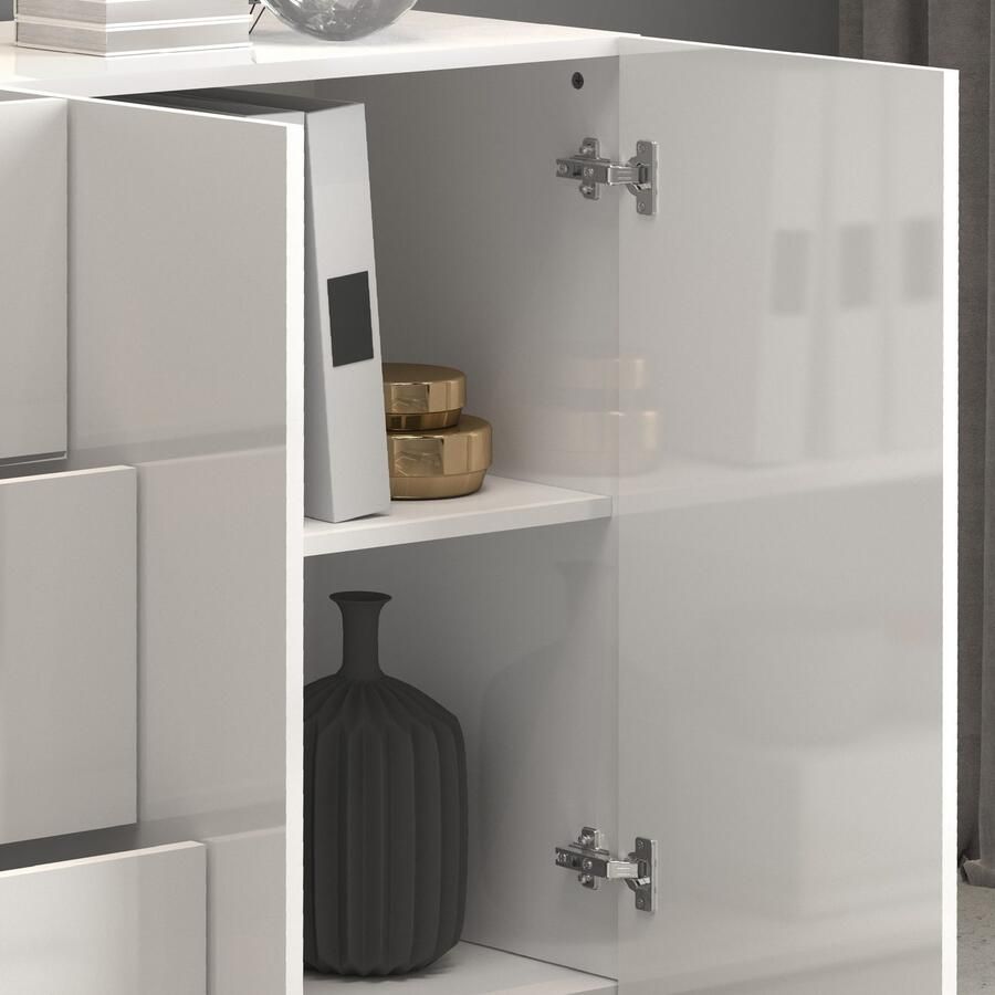 INOSIGN Dressoir Egypt Ladekast Kast Buffet greeploos 4 deuren 3 lades met push-to-open functie hoogglans breedte 200 - Foto 5