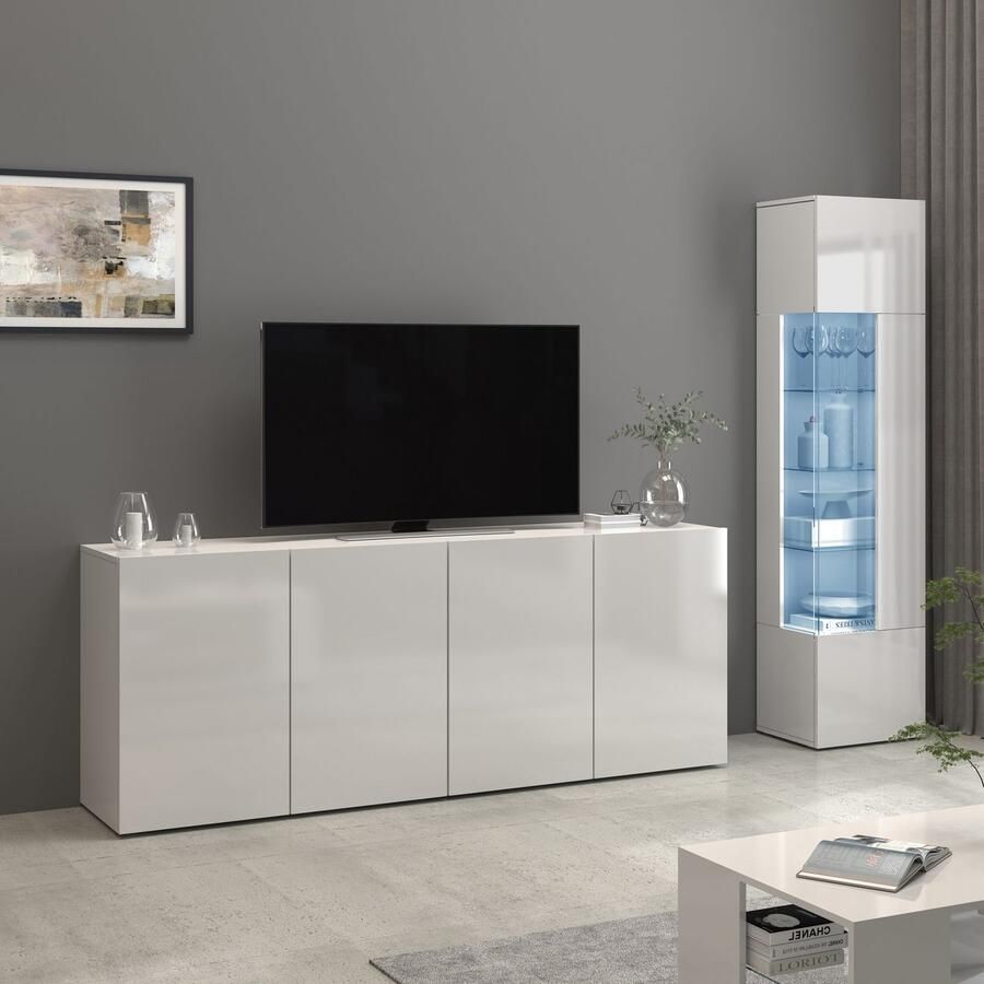 INOSIGN Vitrinekast Egypt volledig hoogglans gelakt 1 glazen deur met 3 glazen planken - Foto 2