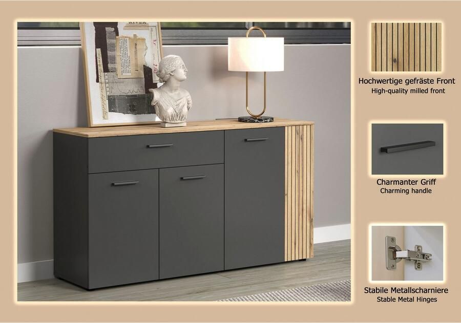 INOSIGN Dressoir Estepona Commode Akoestisch paneel-look Breedte 150 cm (1 stuk) - Foto 8