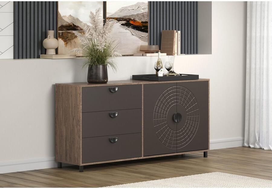 INOSIGN Dressoir Fusion Commode met opvallend cirkelpatroon antieklook (B D H) 176 42 86 cm (1 stuk) - Foto 4