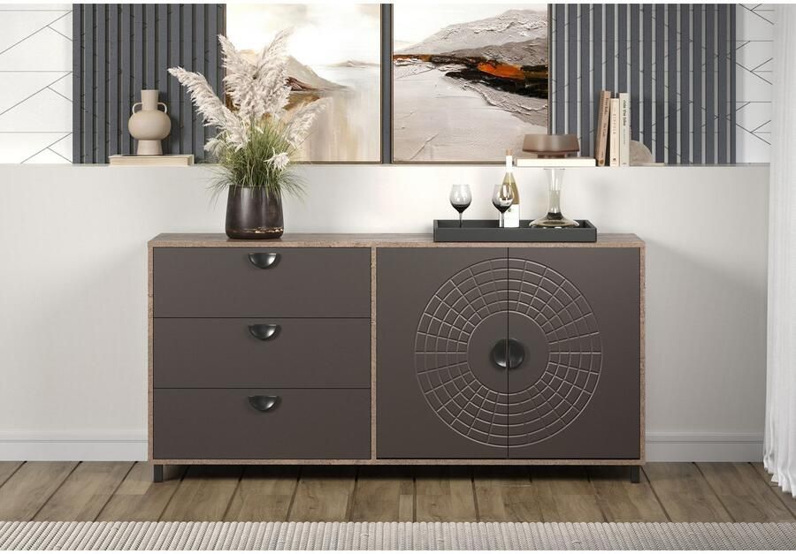 INOSIGN Dressoir Fusion Commode met opvallend cirkelpatroon antieklook (B D H) 176 42 86 cm (1 stuk) - Foto 5