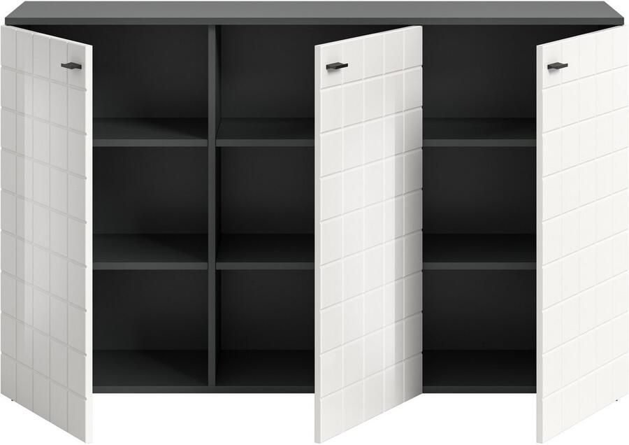 INOSIGN Dressoir Gora breedte 138 cm gefreesde front in wafelstructuur hoogglans - Foto 2