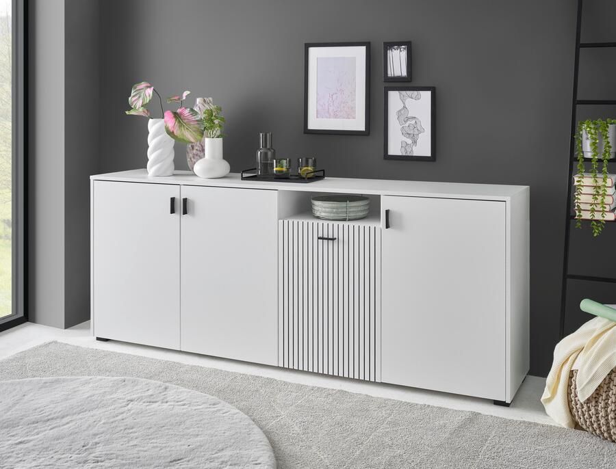 INOSIGN Dressoir Hudson in moderne trendkleur handgrepen van metaal (zwart) breedte 200 cm - Foto 6