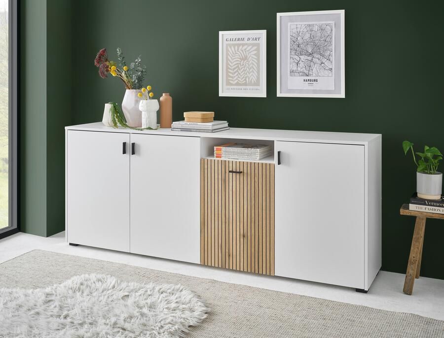 INOSIGN Dressoir Hudson in moderne trendkleur handgrepen van metaal (zwart) breedte 200 cm - Foto 6