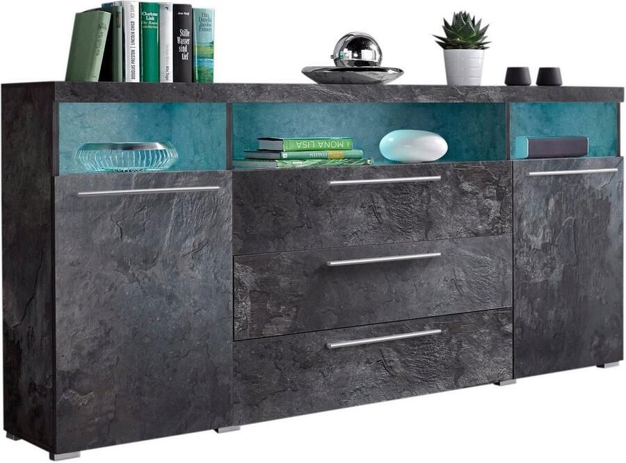 INOSIGN Dressoir India breedte 182cm moderne dressoir met 2 deuren 3 lades combikast