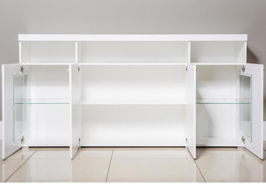 INOSIGN Dressoir India breedte 182cm stijlvolle kast met glazen deuren Kast met laden en deuren veel bergruimte planken verstelbaar zonder verlichting - Foto 2