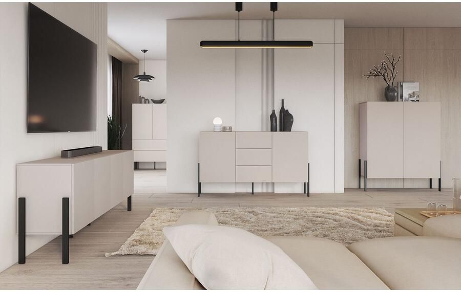 INOSIGN Kast Jukon breedte 200 cm moderne grepless commode 4 deuren Sideboard dressoir met veel opbergruimte push-to-open functie - Foto 6