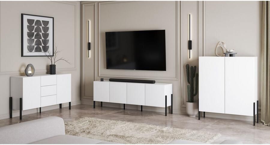 INOSIGN Kast Jukon breedte 200 cm moderne grepless commode 4 deuren Sideboard dressoir met veel opbergruimte push-to-open functie - Foto 7