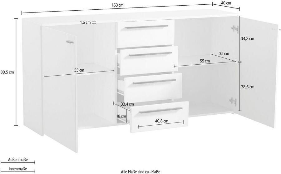 INOSIGN Dressoir Ksanti Commode Breedte Diepte Hoogte 163 80 5 80 5 cm - Foto 6