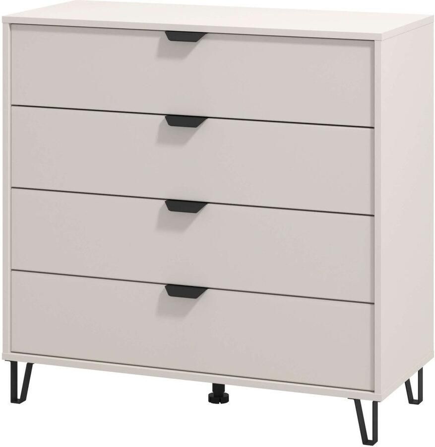 INOSIGN Dressoir Lucca Schubkastenkommde Farbe: Cashmere 93x40x90 5cm 4 lades met glasfront fsc -gecertificeerd houtmateriaal - Foto 6