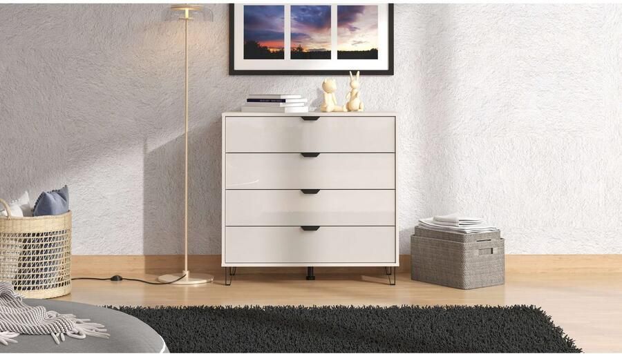 INOSIGN Dressoir Lucca Schubkastenkommde Farbe: Cashmere 93x40x90 5cm 4 lades met glasfront fsc -gecertificeerd houtmateriaal - Foto 2