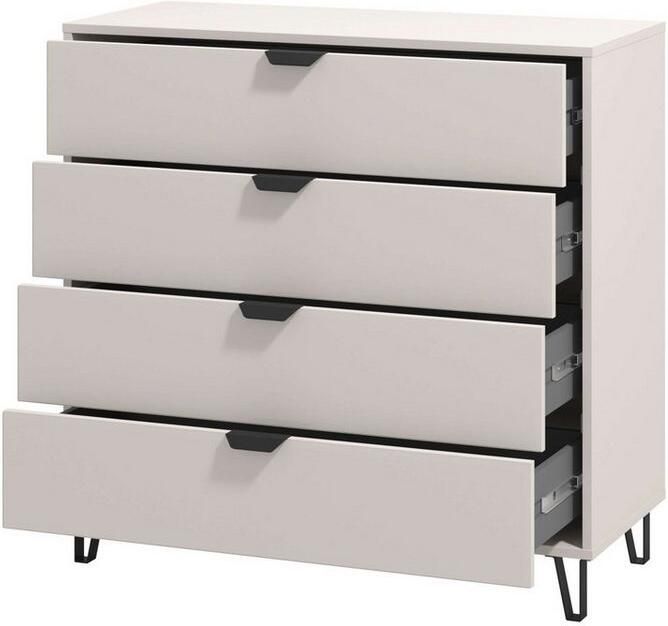 INOSIGN Dressoir Lucca Schubkastenkommde Farbe: Cashmere 93x40x90 5cm 4 lades met glasfront fsc -gecertificeerd houtmateriaal - Foto 3