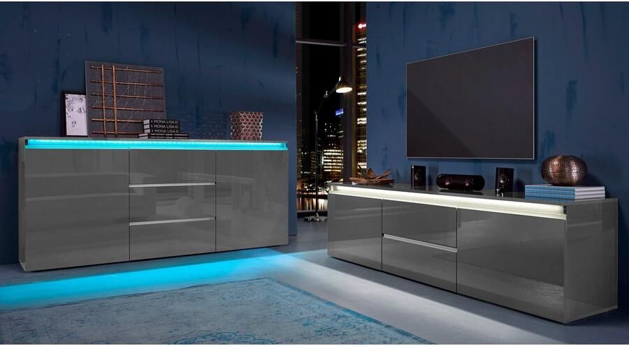 INOSIGN Dressoir Magic commode kast dressoir met 2 deuren en 3 lades hoogglans gelakt (b d h) 180x40x80 cm - Foto 9