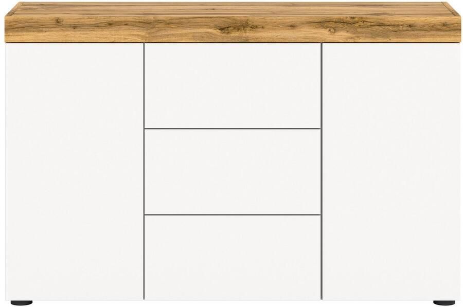 INOSIGN Dressoir Mambo Breedte 125 cm greeploze fronten 2 Deuren 3 Lades 2-kleurig deuren met push-to-open greeploze fronten buffetkast kast - Foto 6