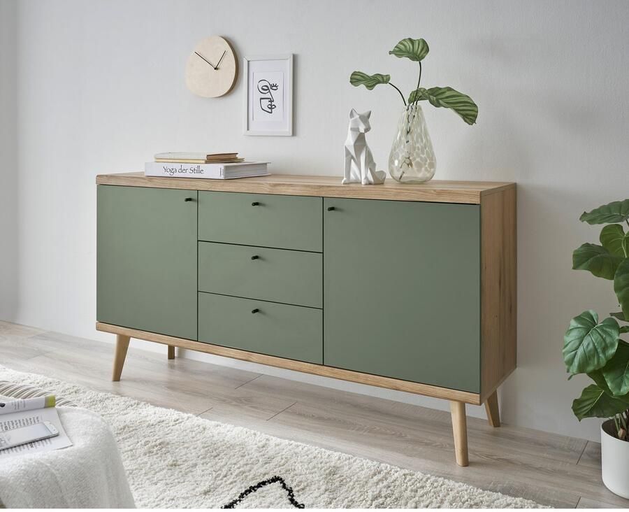 INOSIGN Dressoir MAVAS in moderne trendkleur handgrepen van metaal (zwart) breedte 160 cm