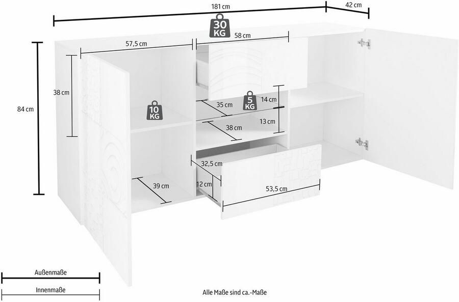 INOSIGN Dressoir Miro Breedte 181 cm met decoratieve zeefdruk - Foto 6