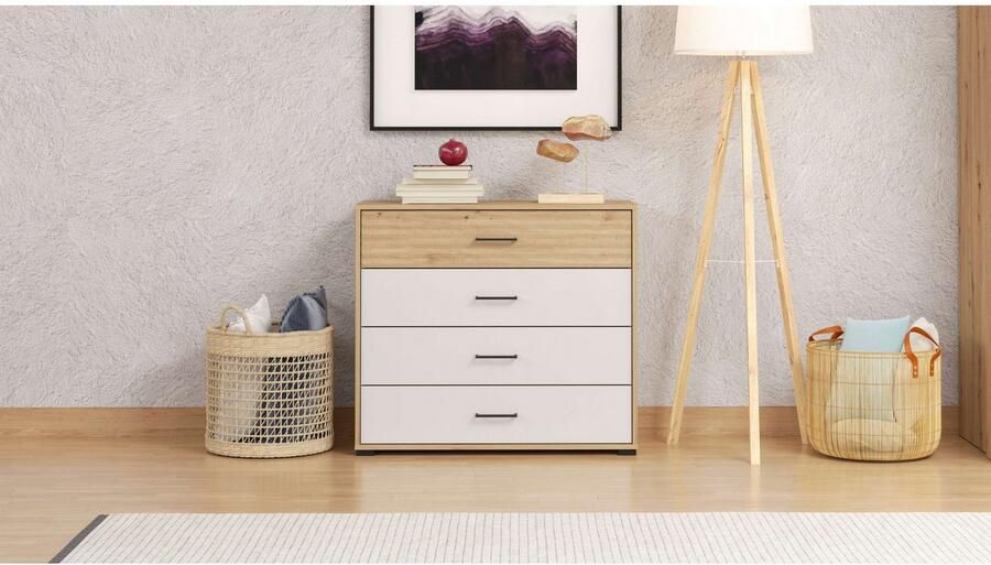 INOSIGN Dressoir Modena Schubladenkommode Kommode mit 4 Schubladen 93x40x82 cm fsc -gecertificeerd houtmateriaal trendkleur cashmere - Foto 7