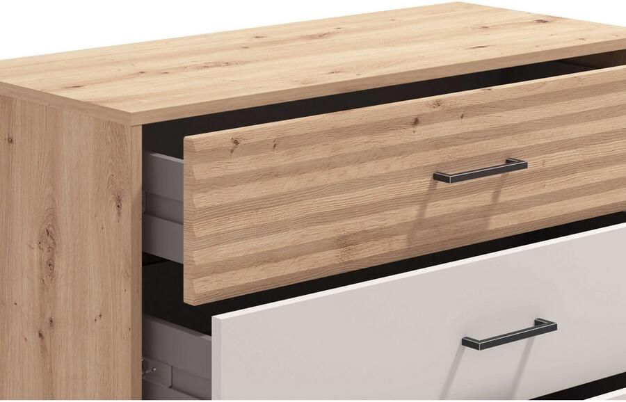 INOSIGN Dressoir Modena Schubladenkommode Kommode mit 4 Schubladen 93x40x82 cm fsc -gecertificeerd houtmateriaal trendkleur cashmere - Foto 2