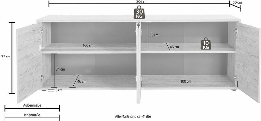 INOSIGN Dressoir Palma Breedte 206 cm - Foto 8