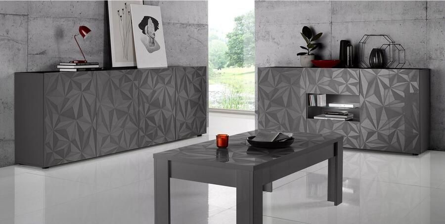 INOSIGN Dressoir Prisma Breedte 181 dressoir 2 deuren 2 lades dressoir Voorkant met elegante zeefdruk greeploos veel opbergruimte - Foto 4