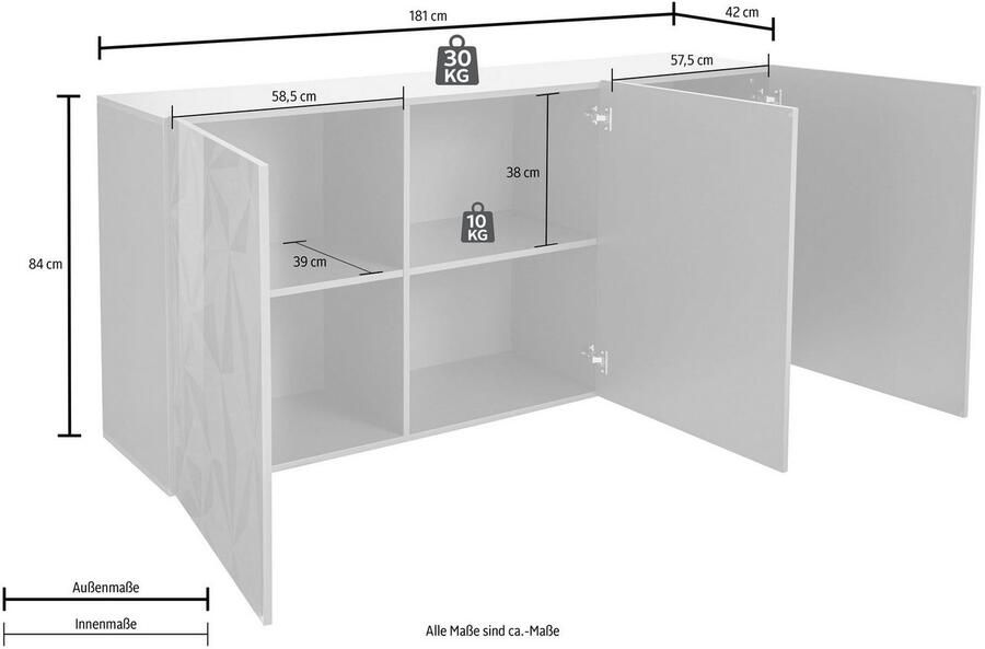 INOSIGN Dressoir Prisma Breedte 181 dressoir 3 deuren dressoir - Foto 2