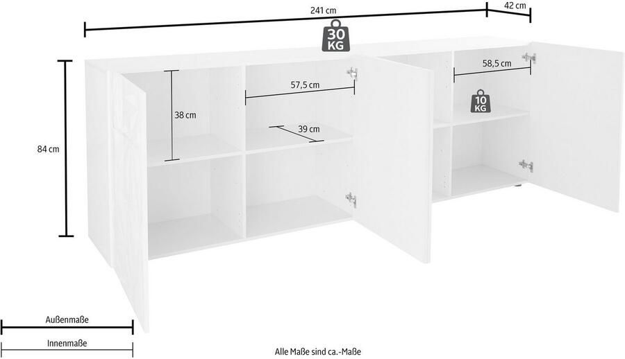 INOSIGN Dressoir Prisma Breedte 241 dressoir 4 deuren dressoir - Foto 5