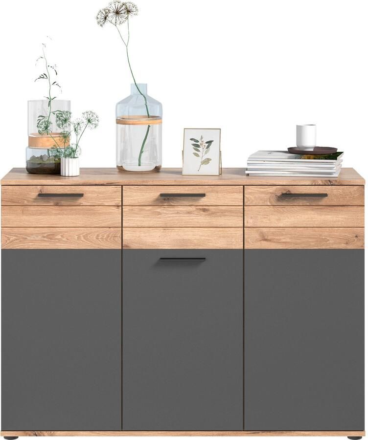 INOSIGN Dressoir Riga Breedte 120 cm 3 Deuren 1 Lade 5 Planken 8 Vakken hoogwaardige groeffrezen met softclose commode dressoir kast - Foto 2