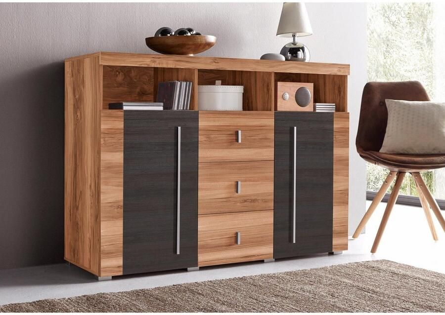 INOSIGN Dressoir Roger breedte 132cm stijlvolle kast 2 houten deuren 3 laden - Foto 4