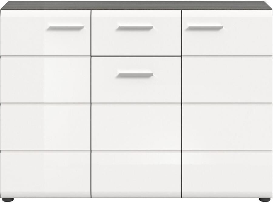 INOSIGN Dressoir Rumba Breedte 120cm in Rookzilverkleur nabootsing Wit Hoogglans - Foto 3