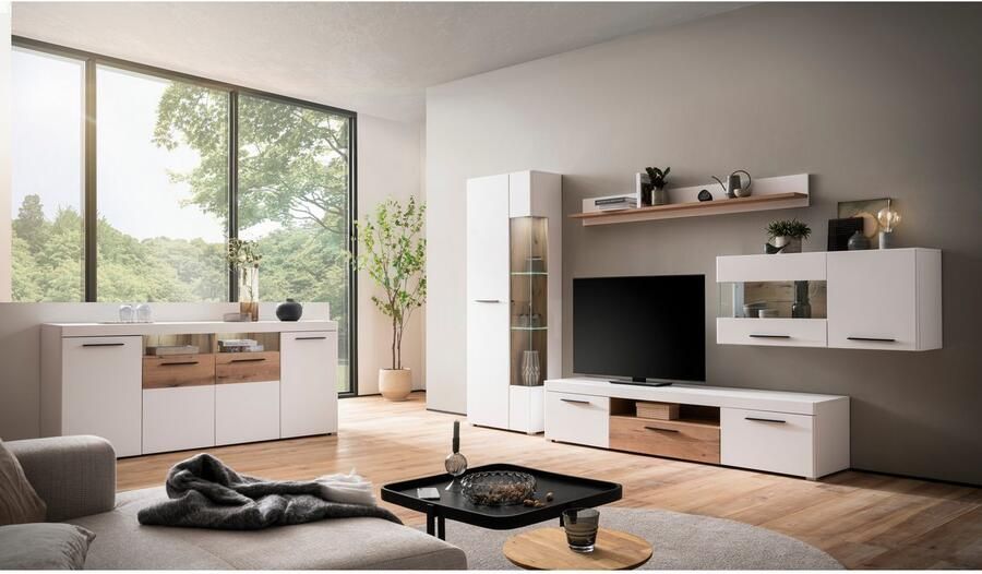 INOSIGN Tv-meubel Salerno moderne onderkast commode in wit met Eiken Evoke decor Metalen handgrepen voldoende opbergruimte veelzijdig inzetbaar 205 cm breed - Foto 6