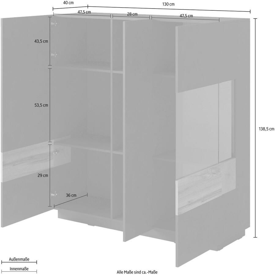 INOSIGN Dressoir Silke Breedte 130 cm