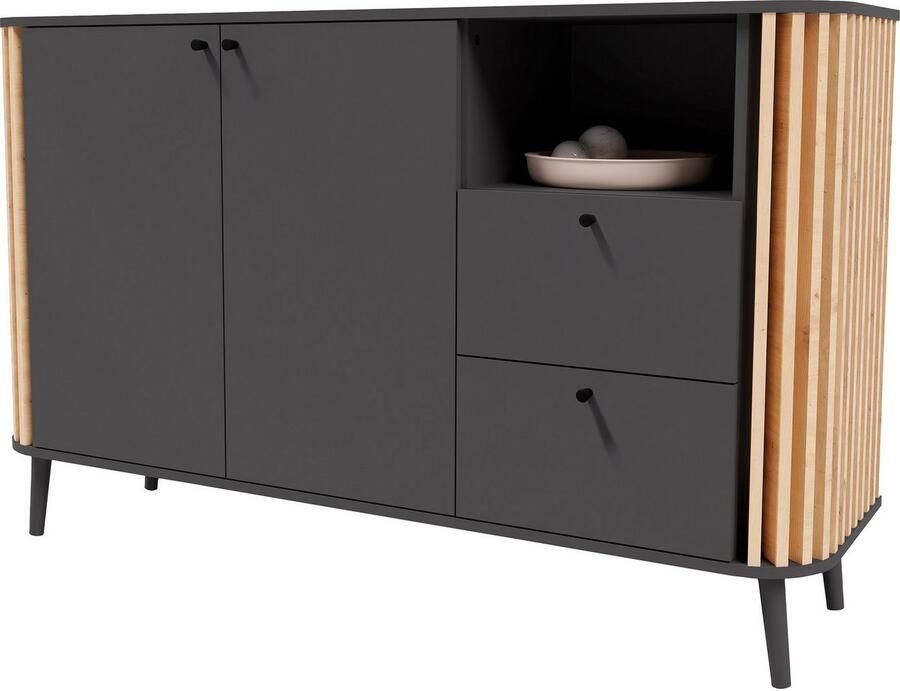 INOSIGN Dressoir Stavanger Breedte 138 cm Paneel-stokjes-uitstraling 2 Lades 2 Deuren (1 stuk) - Foto 4