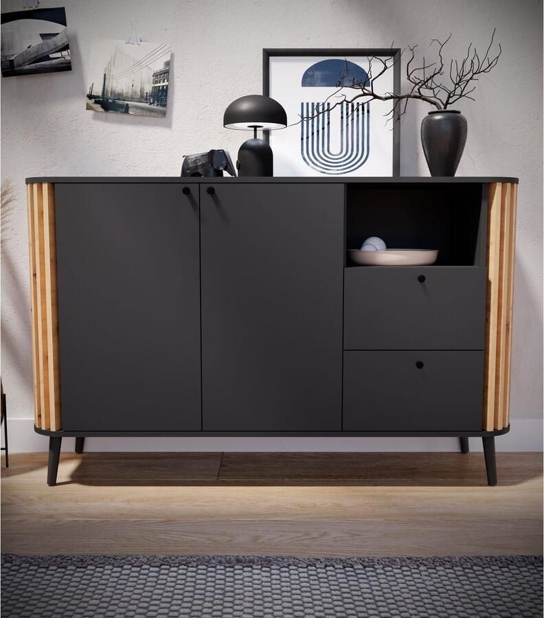 INOSIGN Dressoir Stavanger Breedte 138 cm Paneel-stokjes-uitstraling 2 Lades 2 Deuren (1 stuk)