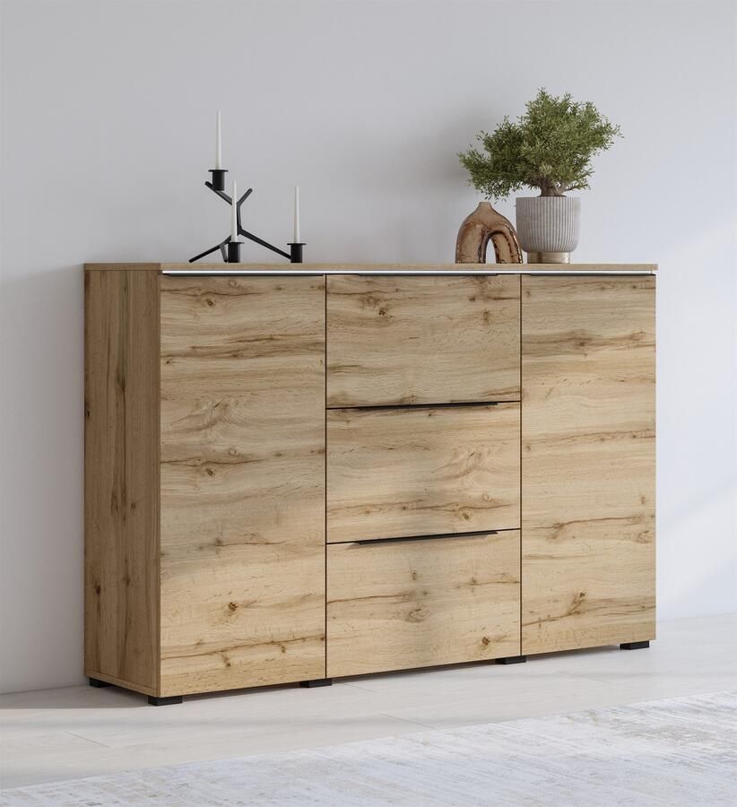 INOSIGN Dressoir Tana breedte 132 cm moderne commode 3 SK 2 deuren Ladekast sidetable met veel bergruimte planken verstelbaar - Foto 6
