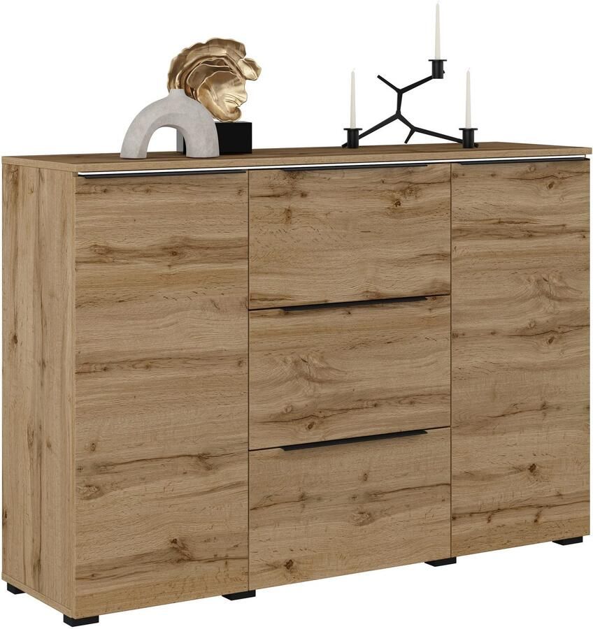 INOSIGN Dressoir Tana breedte 132 cm moderne commode 3 SK 2 deuren Ladekast sidetable met veel bergruimte planken verstelbaar