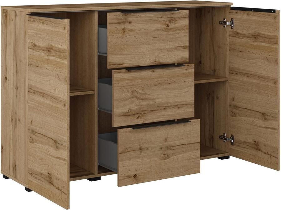 INOSIGN Dressoir Tana breedte 132 cm moderne commode 3 SK 2 deuren Ladekast sidetable met veel bergruimte planken verstelbaar - Foto 4