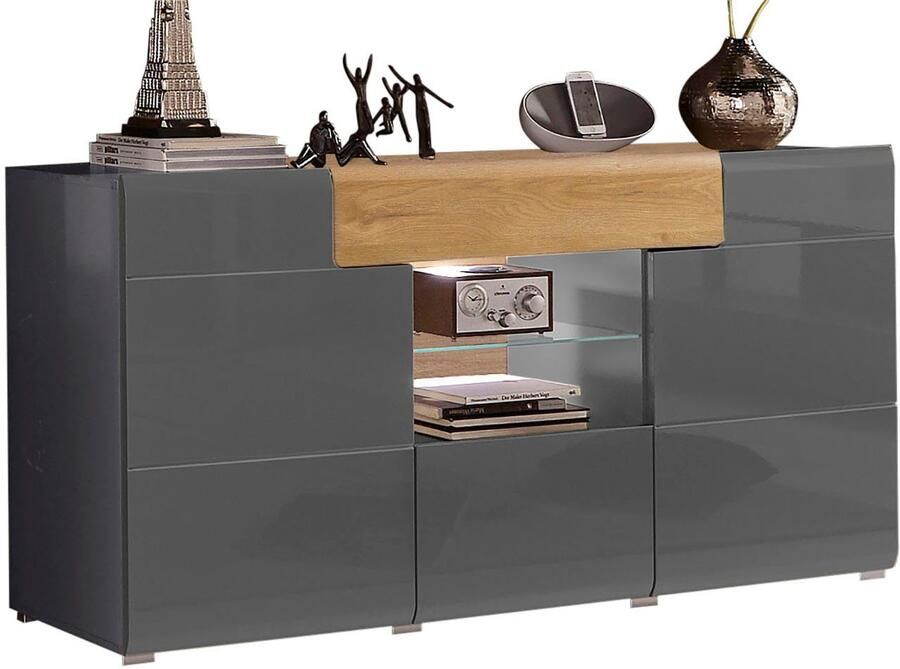 INOSIGN Dressoir Toledo breedte 159 cm moderne sidetable met decoratief freeswerk greeploos