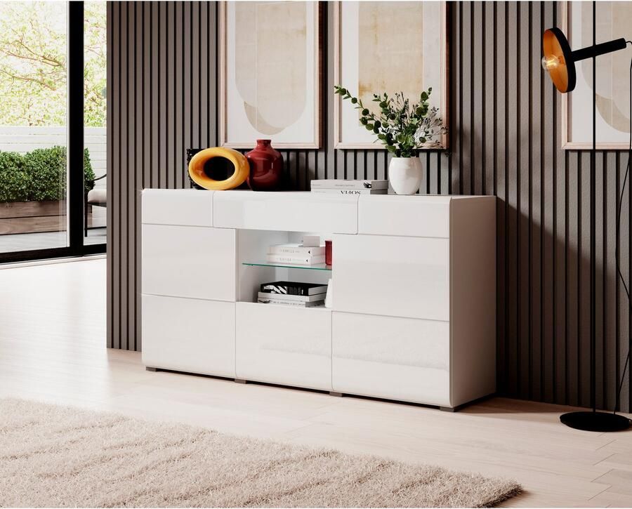 INOSIGN Dressoir Toledo breedte 159 cm moderne sidetable met decoratief freeswerk greeploos - Foto 2