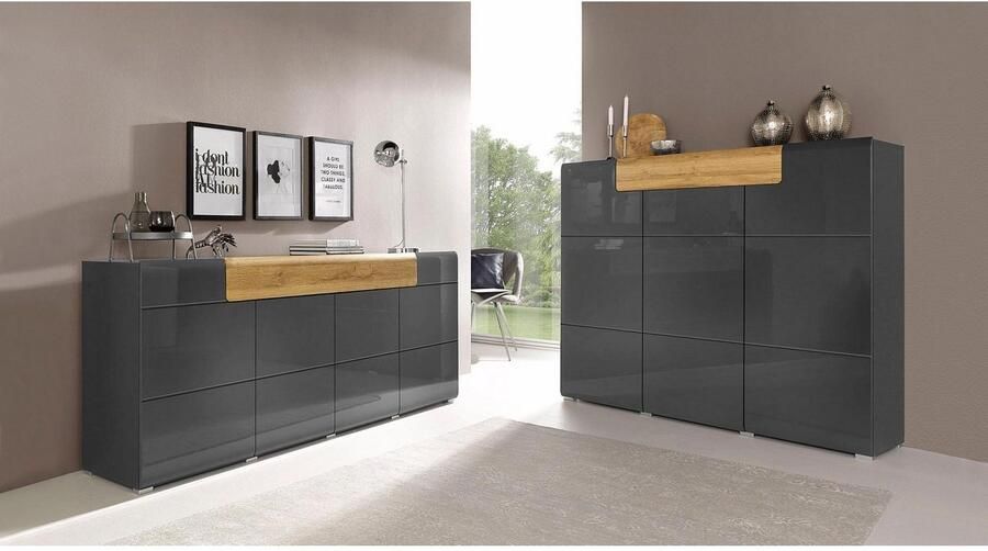 INOSIGN Highboard Toledo breedte 147 5 cm modieuze hoge kast met 3 deuren 1 lade - Foto 10