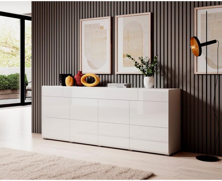 INOSIGN Dressoir Toledo breedte 208 cm moderne kast met decoratief freeswerk greeploos - Foto 2