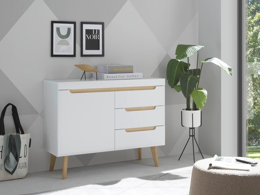 INOSIGN Dressoir Torge dressoir commode ladekast afgeschuinde poten drie kleuren scandi design 107 cm breed (1 stuk) - Foto 6