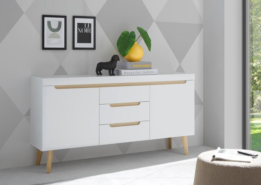 INOSIGN Dressoir Torge dressoir commode ladekast afgeschuinde poten drie kleuren scandi design 160 cm breed (1 stuk) - Foto 5