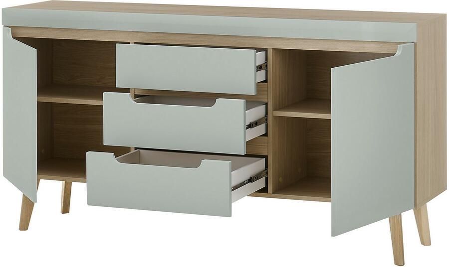 INOSIGN Dressoir Torge dressoir commode ladekast afgeschuinde poten drie kleuren scandi design 160 cm breed (1 stuk) - Foto 4