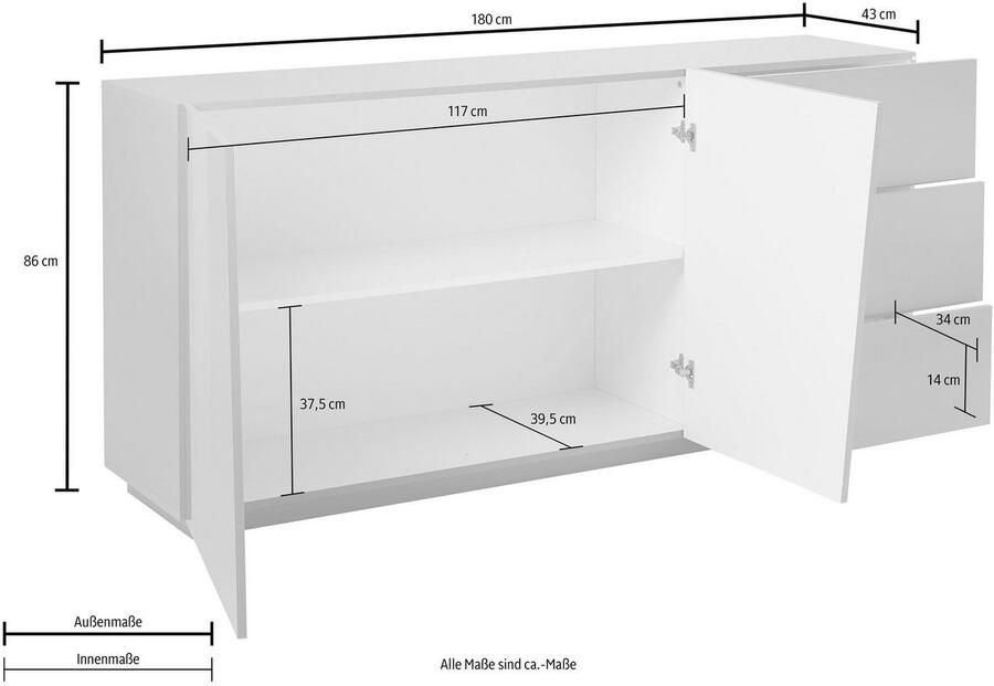 INOSIGN Dressoir VEGA Breedte 180 cm