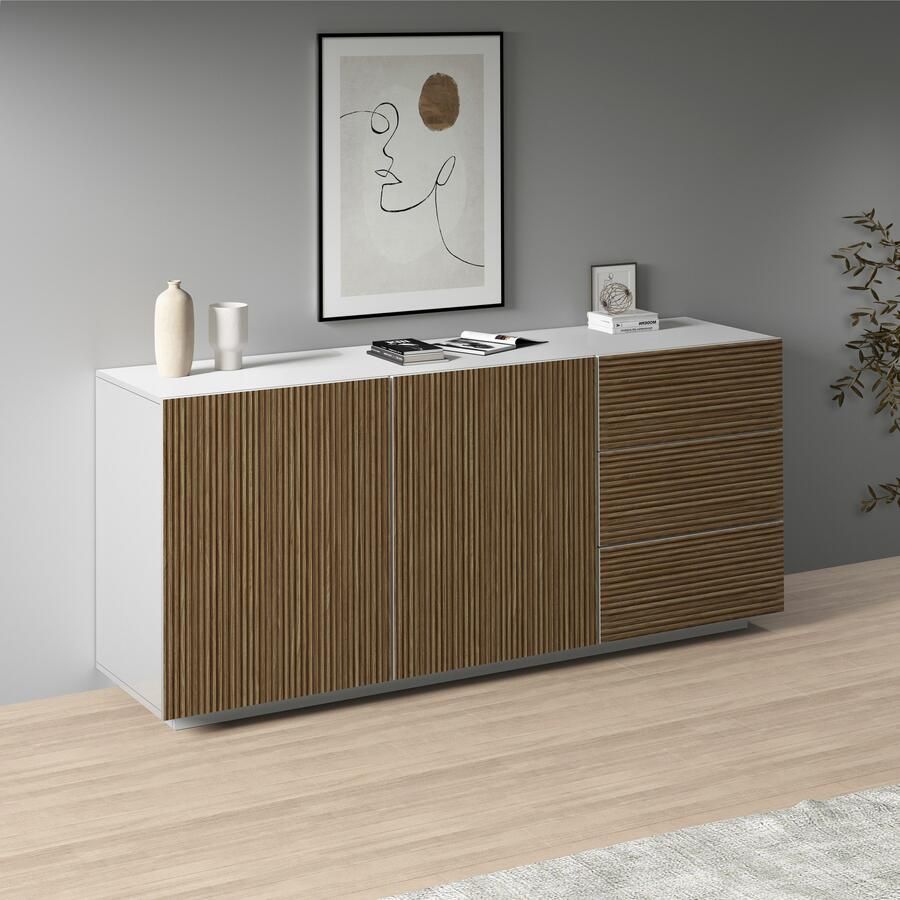 INOSIGN Dressoir Vega Sideboard Ladekast 180 cm met 2 deuren en 3 lades fronten met groeflook - Foto 13