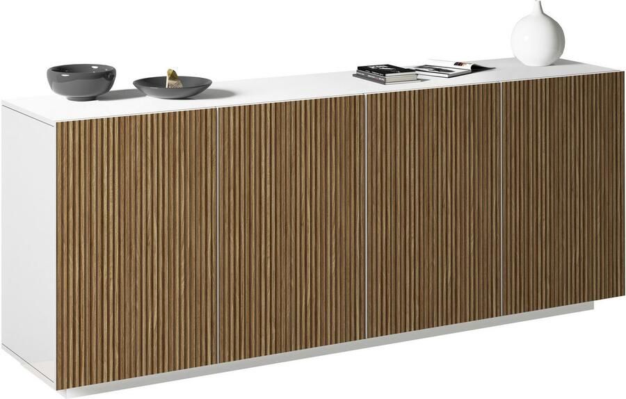 INOSIGN Dressoir Vega Sideboard Ladekast 200 cm met 4 deuren fronten met groeven-look - Foto 9