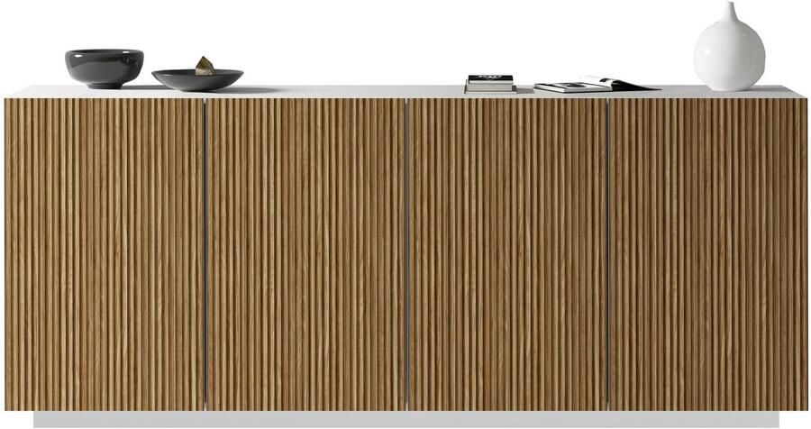 INOSIGN Dressoir Vega Sideboard Ladekast 200 cm met 4 deuren fronten met groeven-look - Foto 11