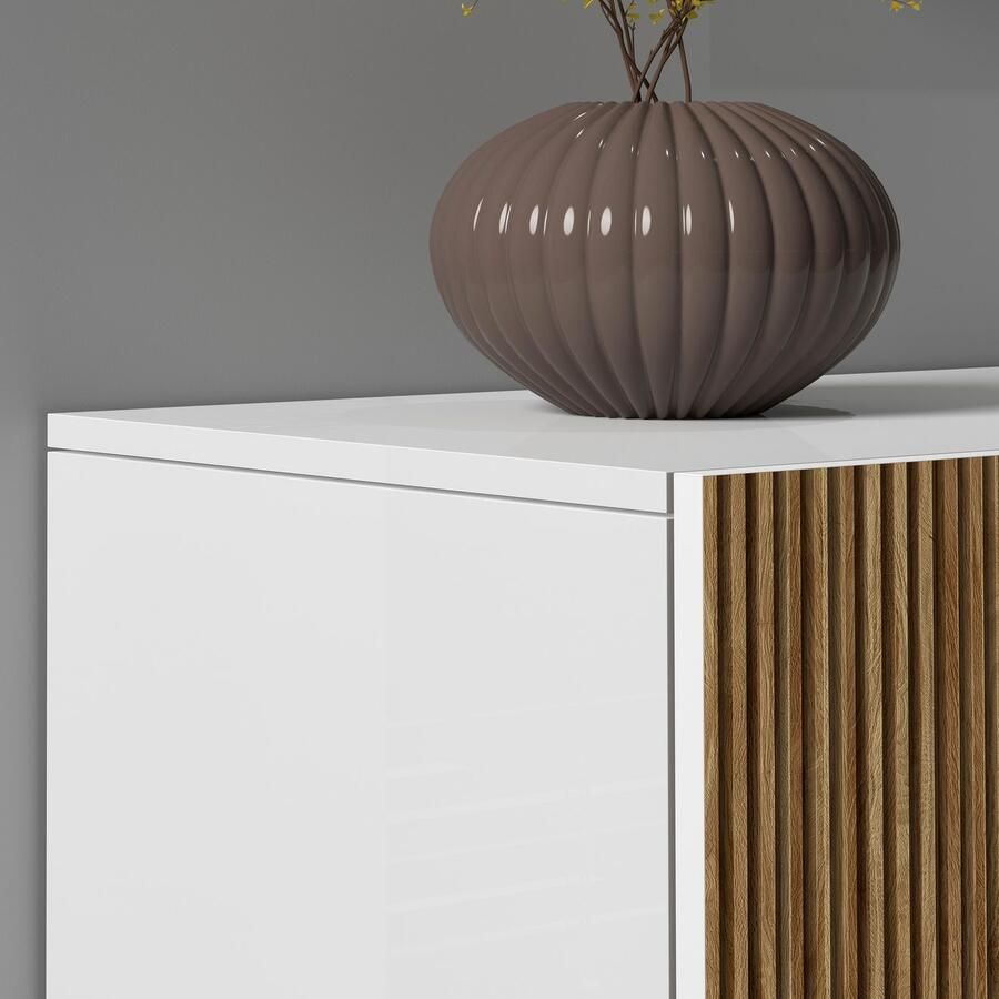 INOSIGN Highboard Vega Highboard Ladekast 120 cm met 2 deuren fronten met groeven-look - Foto 8