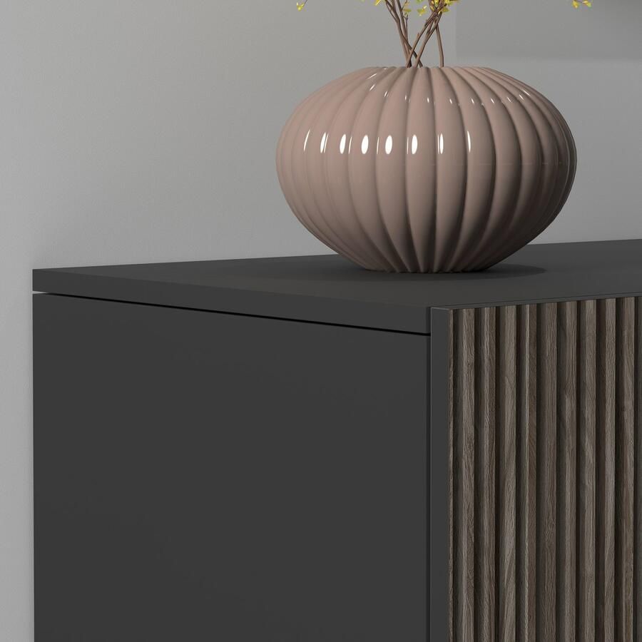 INOSIGN Dressoir Vega Sideboard Ladekast 180 cm met 2 deuren en 3 lades fronten met groeflook - Foto 6