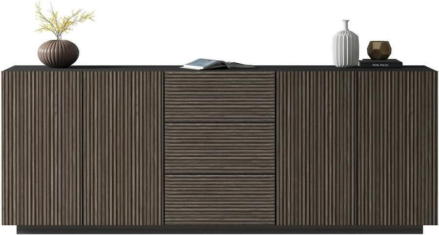 INOSIGN Dressoir Vega Sideboard Ladekast 220 cm met 4 deuren en 3 lades fronten met groeflook - Foto 12